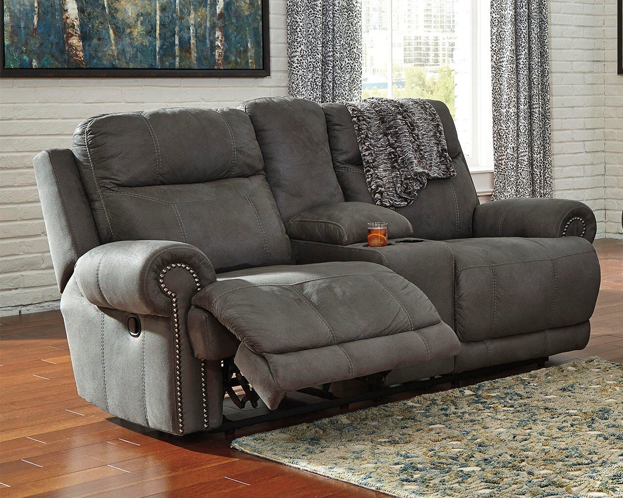 Austere Reclining Loveseat with Console - image 1