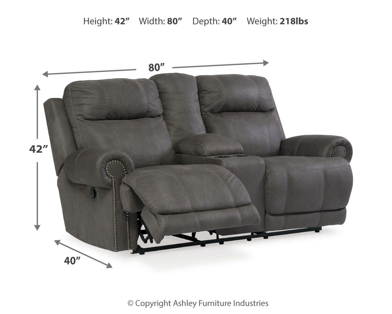 Austere Reclining Loveseat with Console - image 3