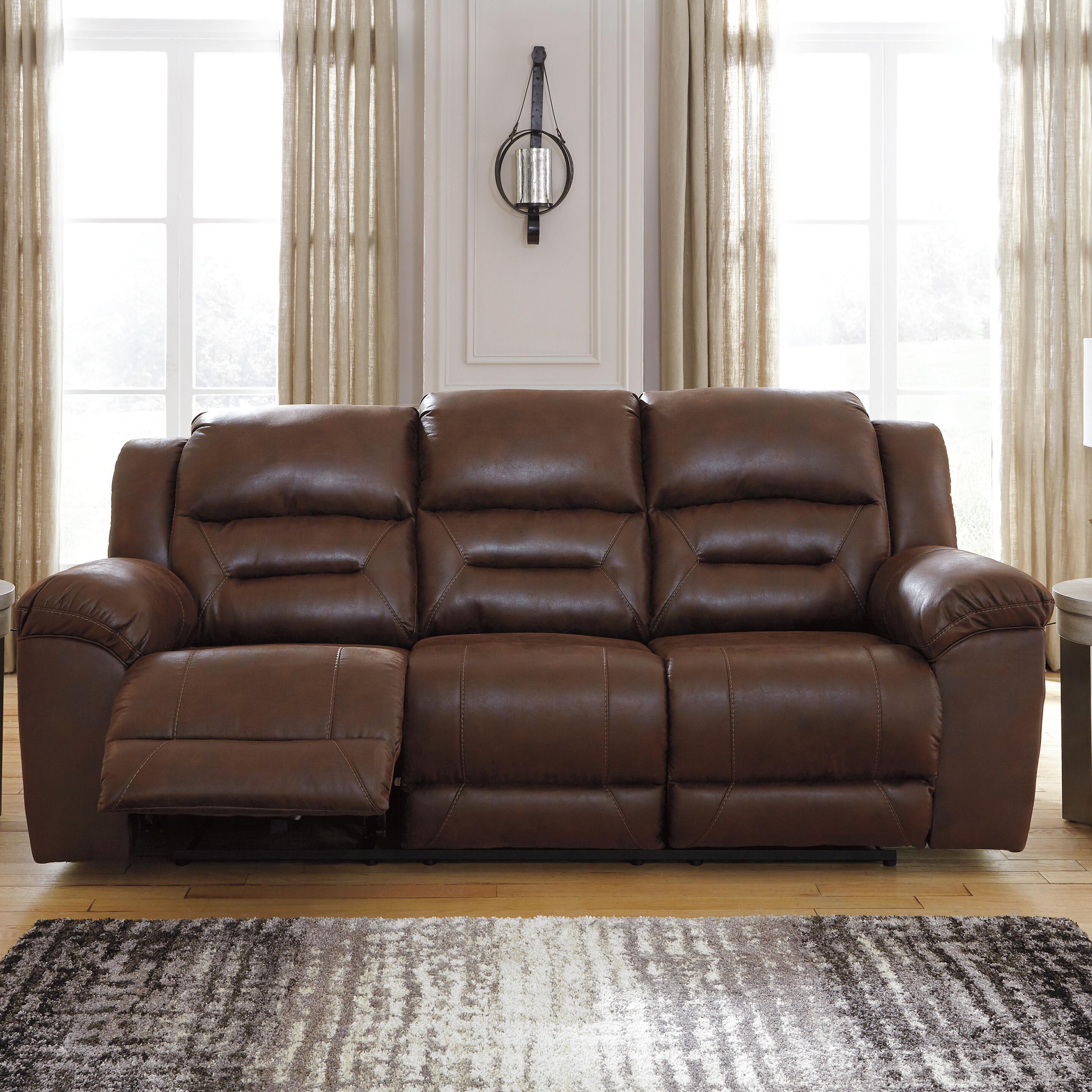 Stoneland Reclining Sofa, Chocolate, rollover