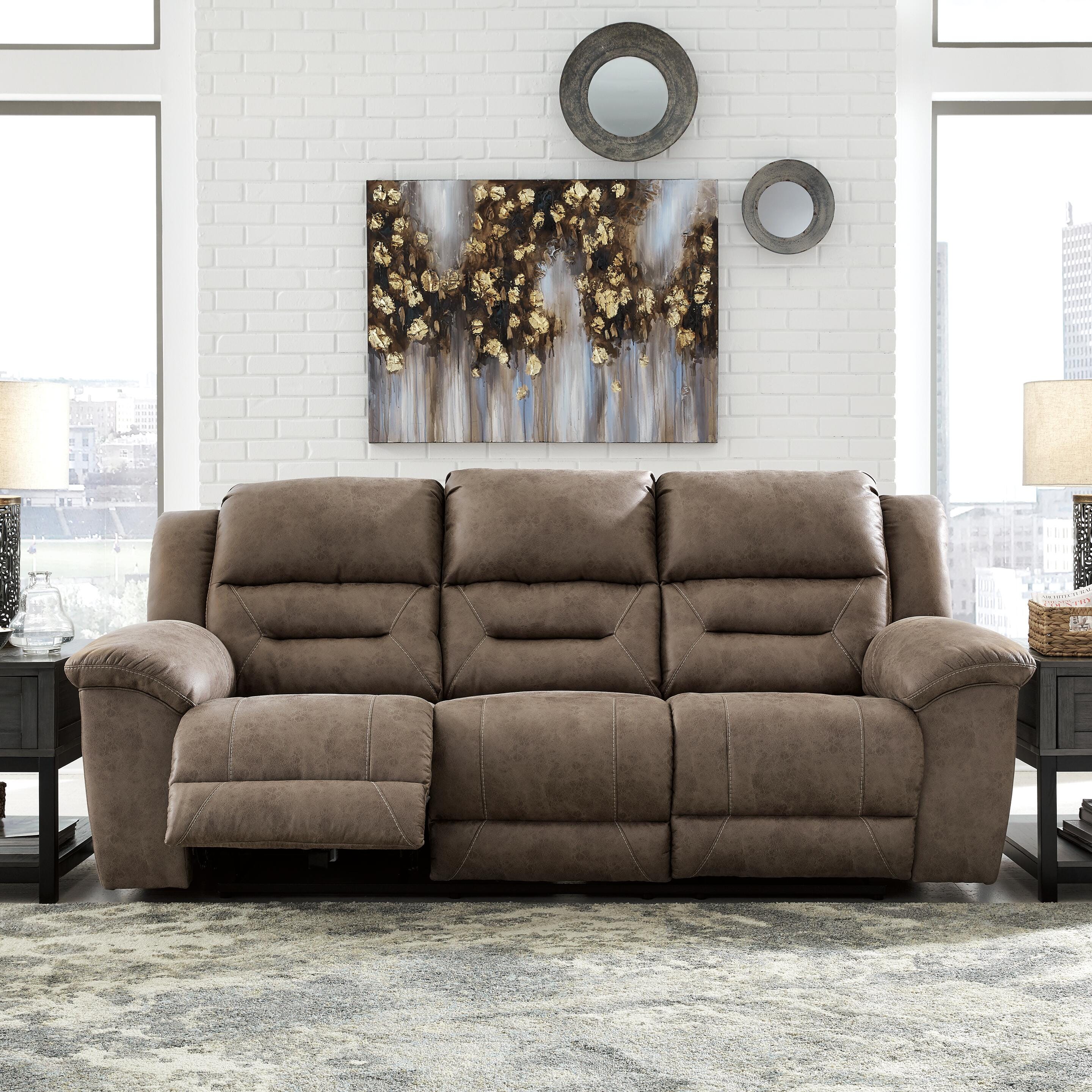 Stoneland Reclining Sofa, Fossil, rollover