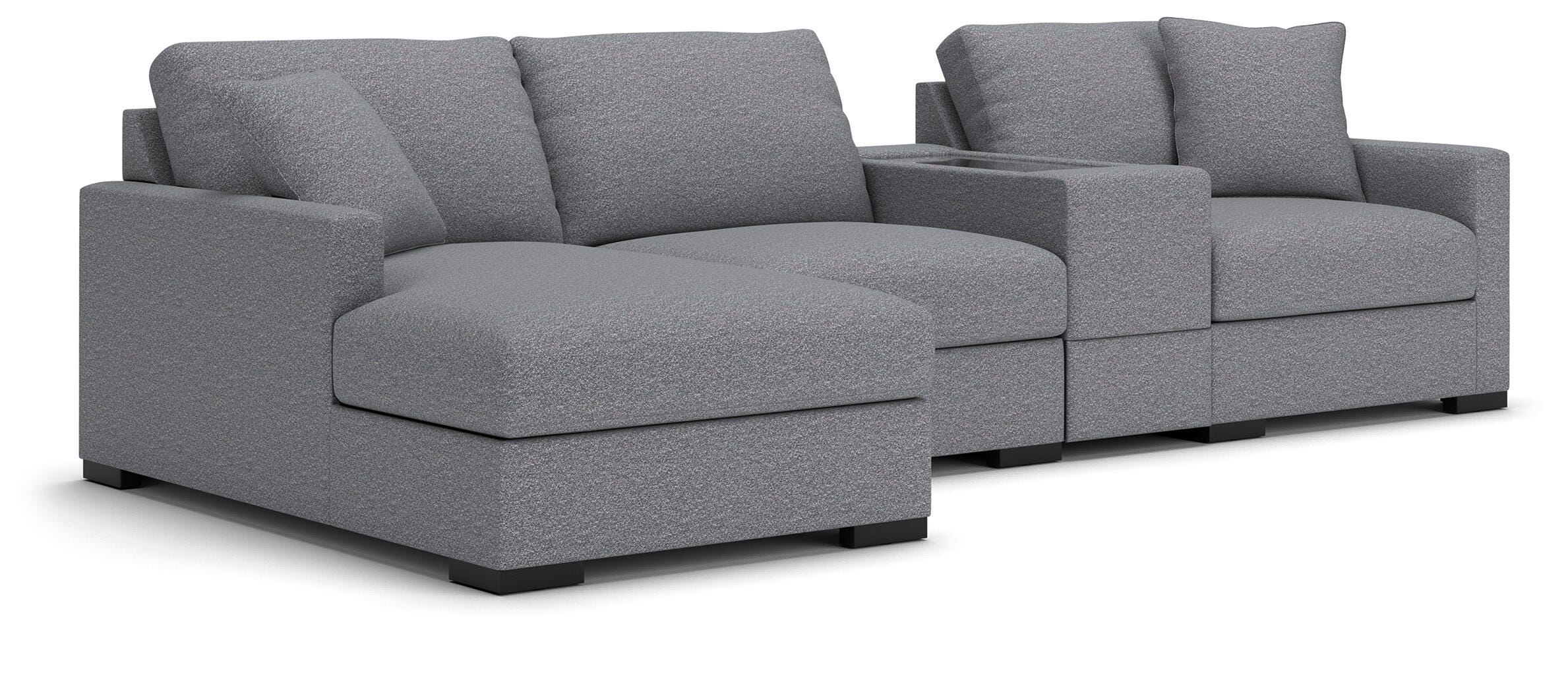 Omaha by Ashley 4-Piece Sectional with Storage Chaise and Storage Console, Salt and Pepper, large