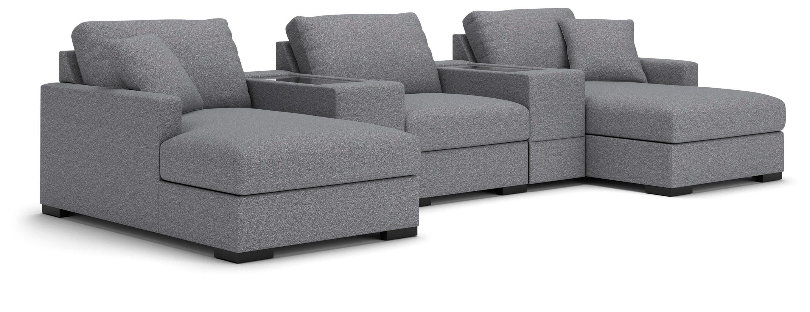 Omaha by Ashley 5-Piece Double Storage Chaise Sectional with Storage Consoles, Salt and Pepper, large