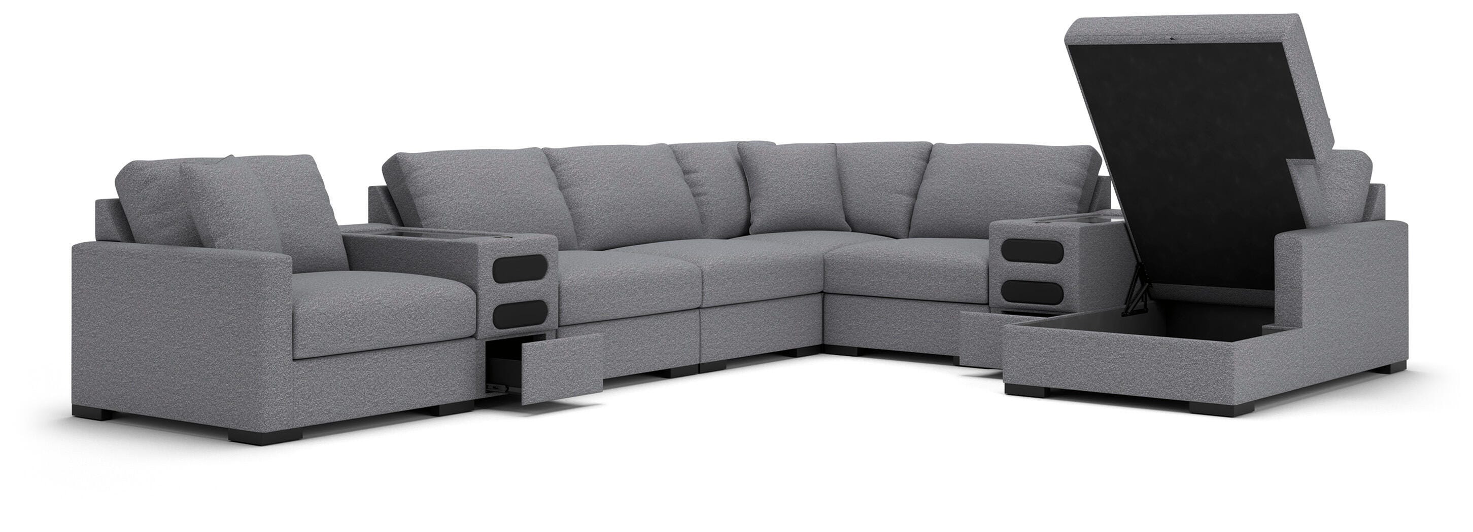 Omaha by Ashley 8-Piece Sectional with Storage Chaise and Audio Consoles - image 2