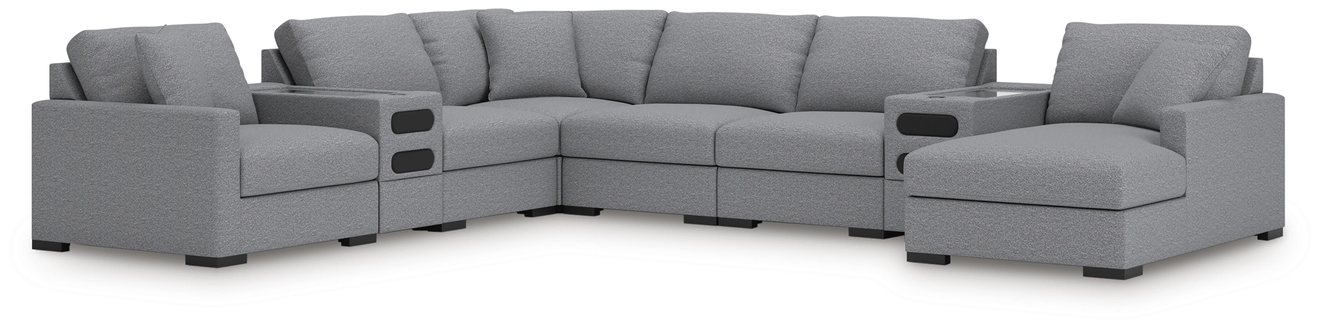 Omaha by Ashley 8-Piece Sectional with Audio System and Chaise, Salt and Pepper, large