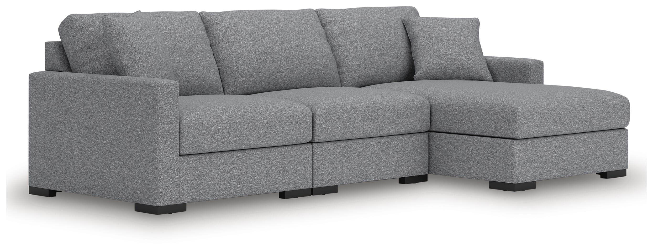 Omaha by Ashley 3-Piece Sectional with Chaise, Salt and Pepper, large