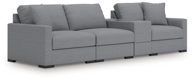 Omaha by Ashley 4-Piece Modular Next-Gen Nuvella™ Performance Fabric Sectional with Storage Console