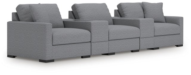 Omaha by Ashley 5-Piece Modular Next-Gen Nuvella™ Performance Fabric Sectional with Storage Consoles