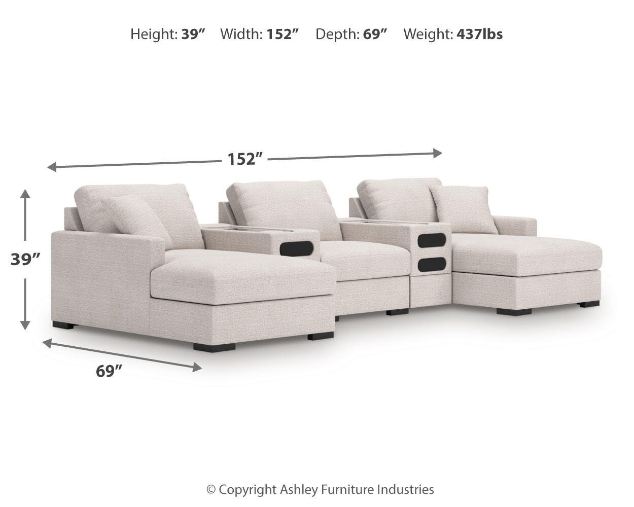 Chaise longue seccional doble de 5 piezas con almacenamiento y consolas de audio Omaha by Ashley - image 4