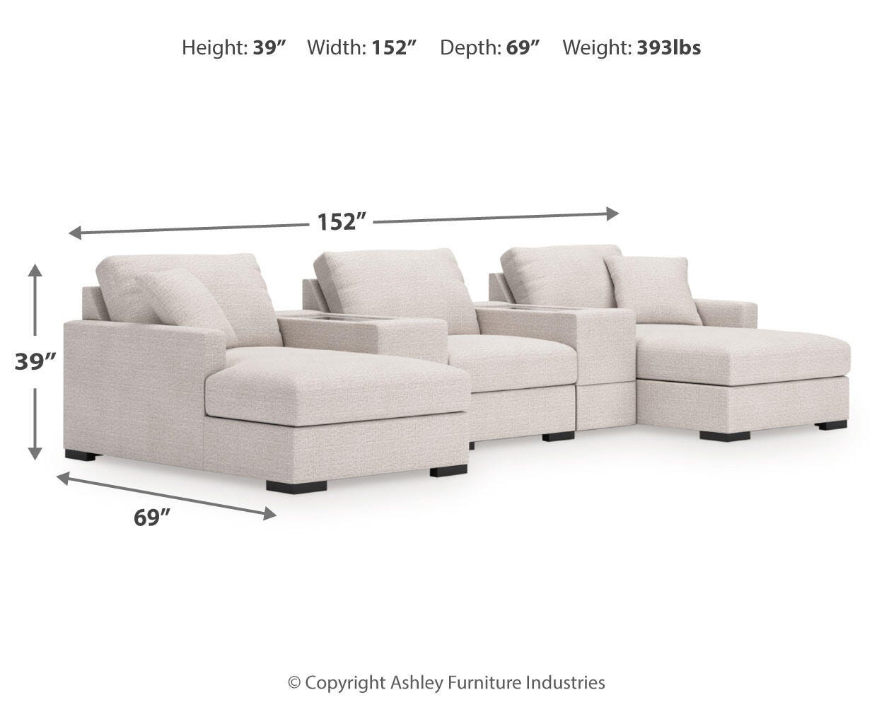 Omaha by Ashley 5-Piece Double Storage Chaise Sectional with Storage Consoles - image 3