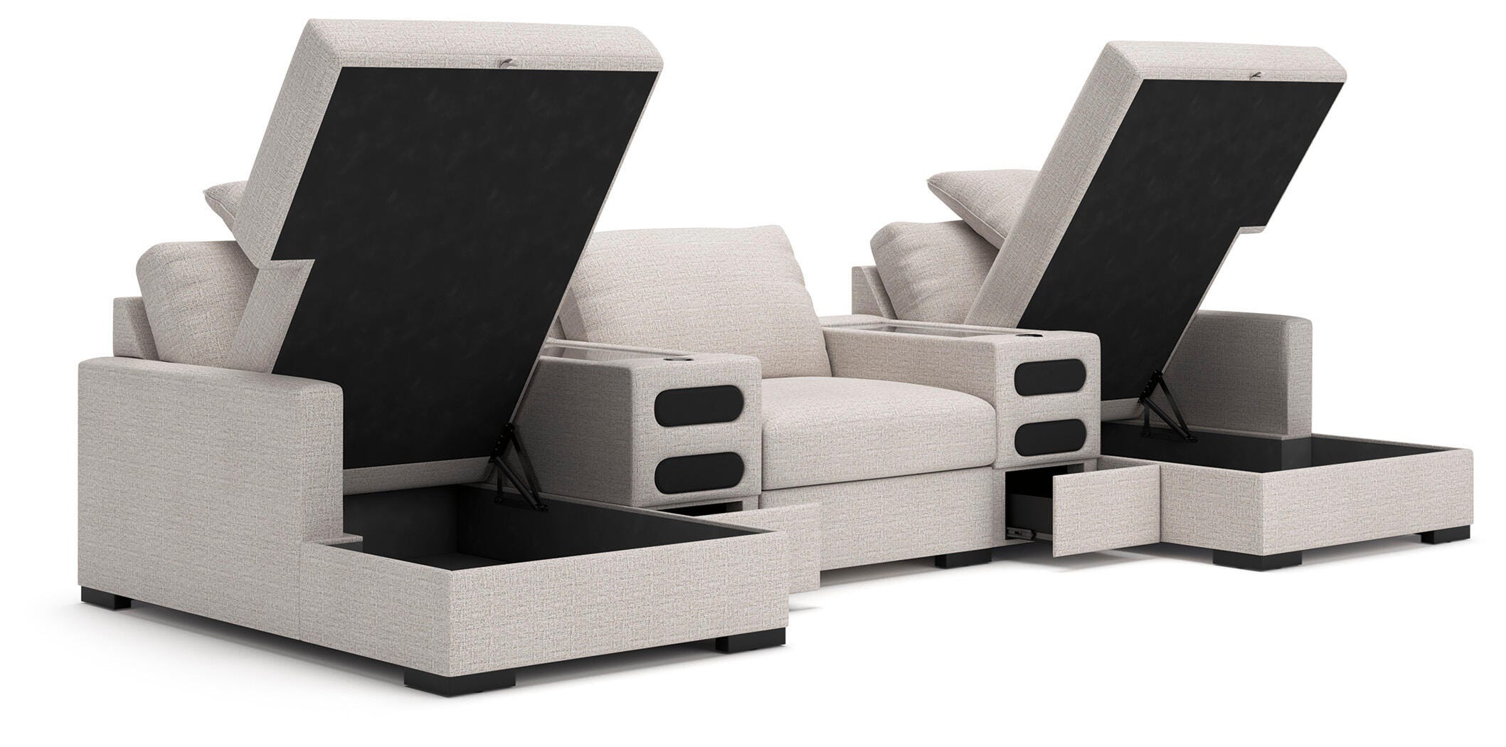 Chaise longue seccional doble de 5 piezas con almacenamiento y consolas de audio Omaha by Ashley - image 2