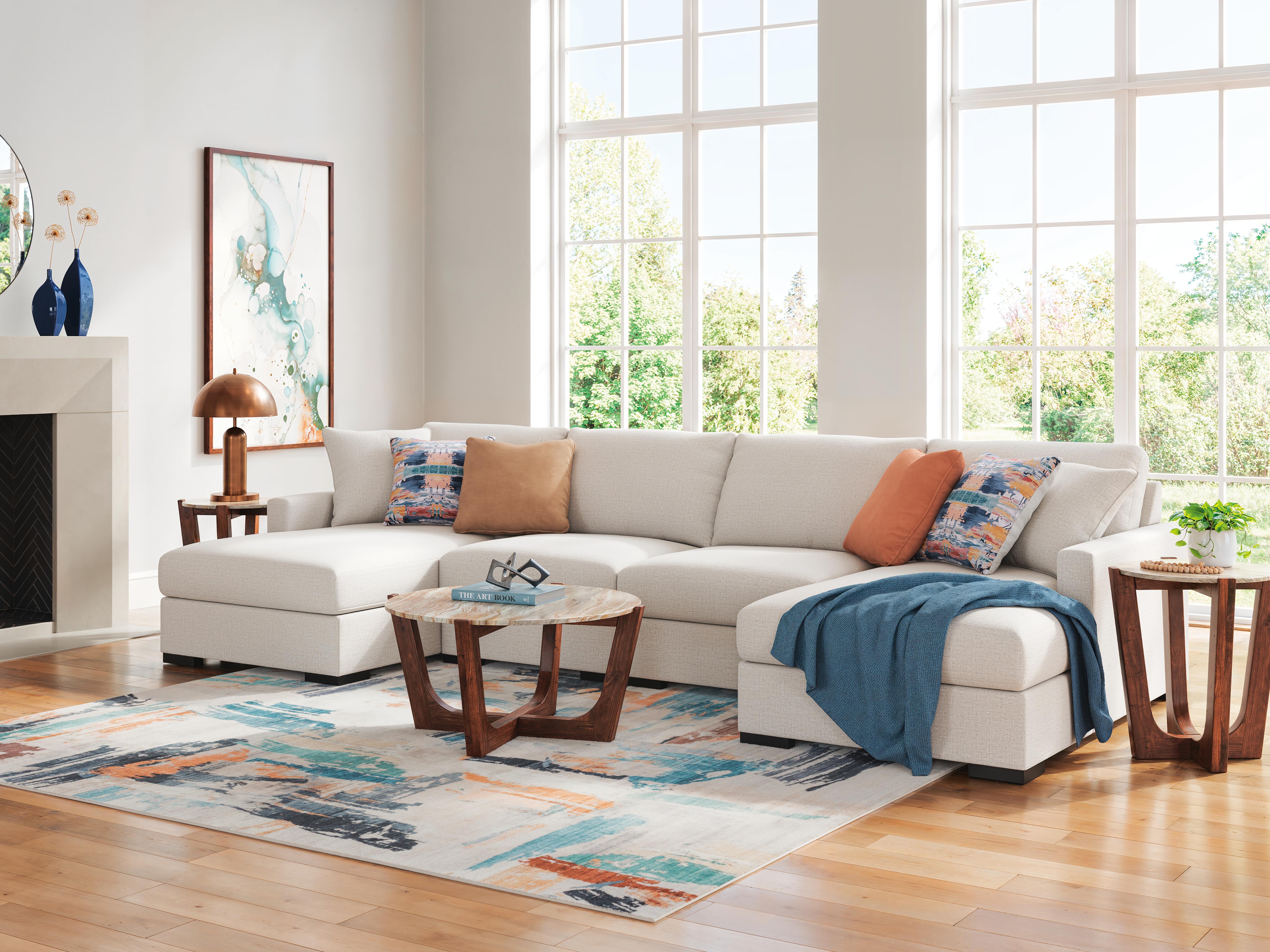 Omaha by Ashley 4-Piece Double Storage Chaise Sectional, Stone, rollover