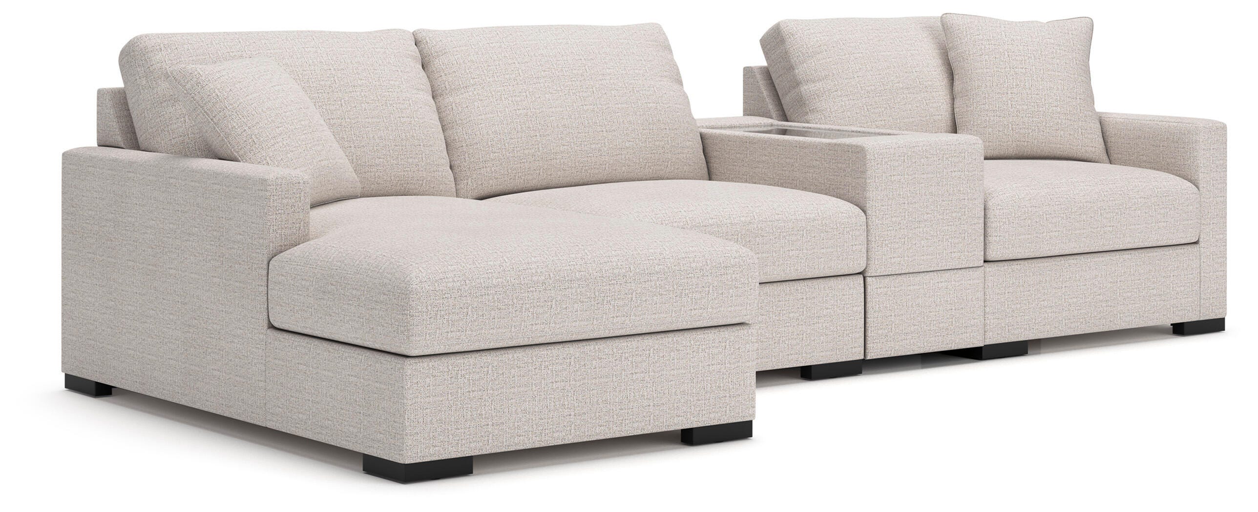 Omaha by Ashley 4-Piece Sectional with Storage Chaise and Storage Console, Stone, large