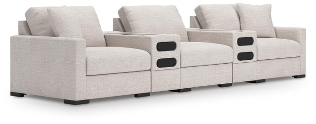 Omaha by Ashley 5-Piece Modular Next-Gen Nuvella™ Performance Fabric Sectional with Audio Consoles