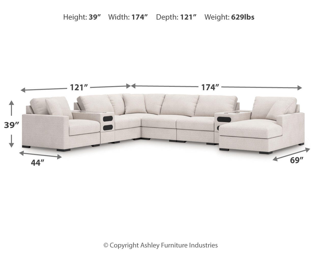 Seccional Omaha by Ashley de 8 piezas con diván con espacio de almacenamiento y consolas de audio - image 8