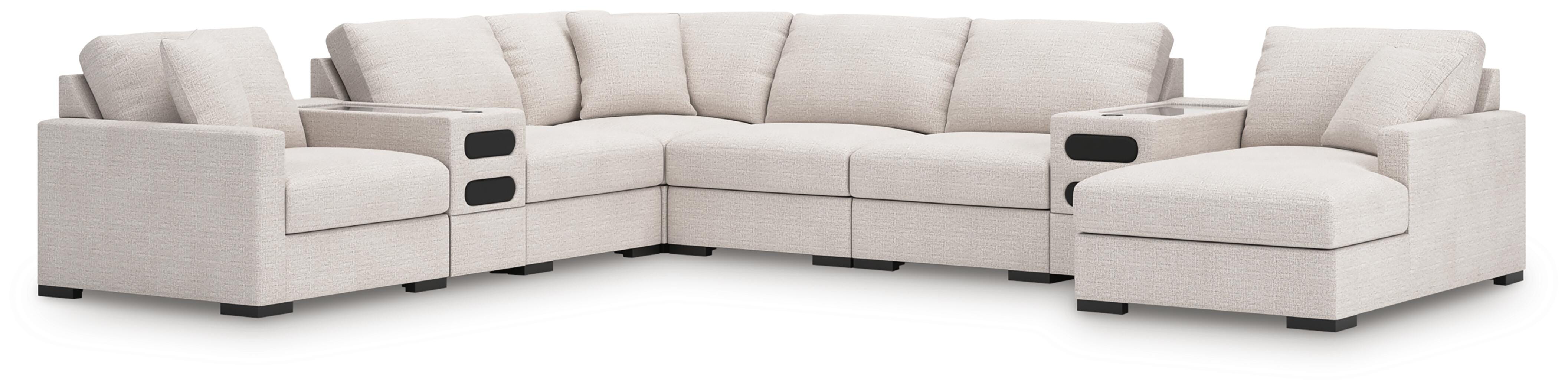 Omaha by Ashley 8-Piece Sectional with Audio System and Chaise, Stone, large