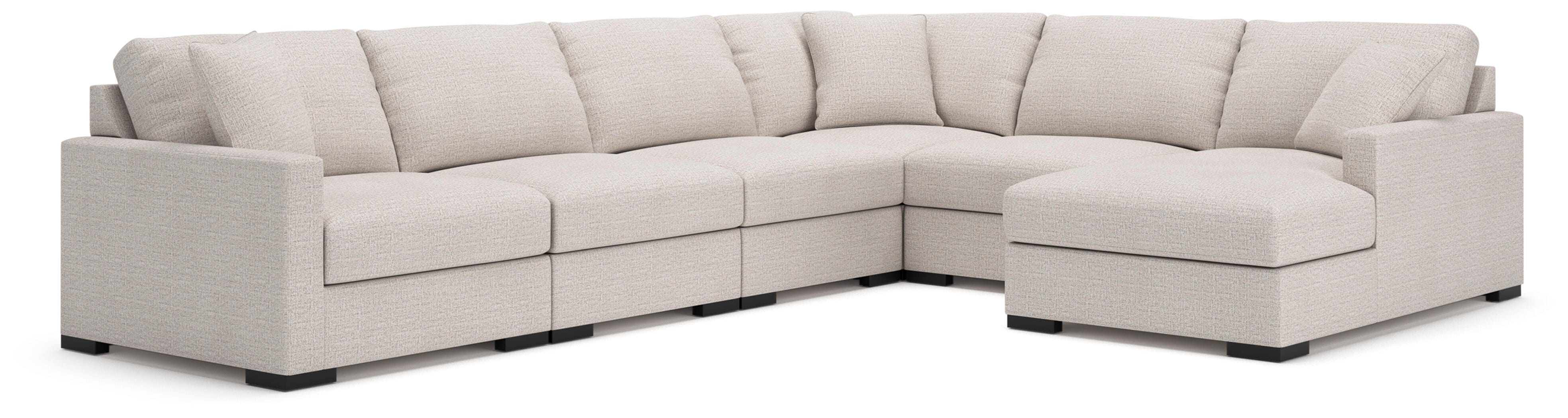 Omaha by Ashley 6-Piece Sectional with Storage Chaise, Stone, large