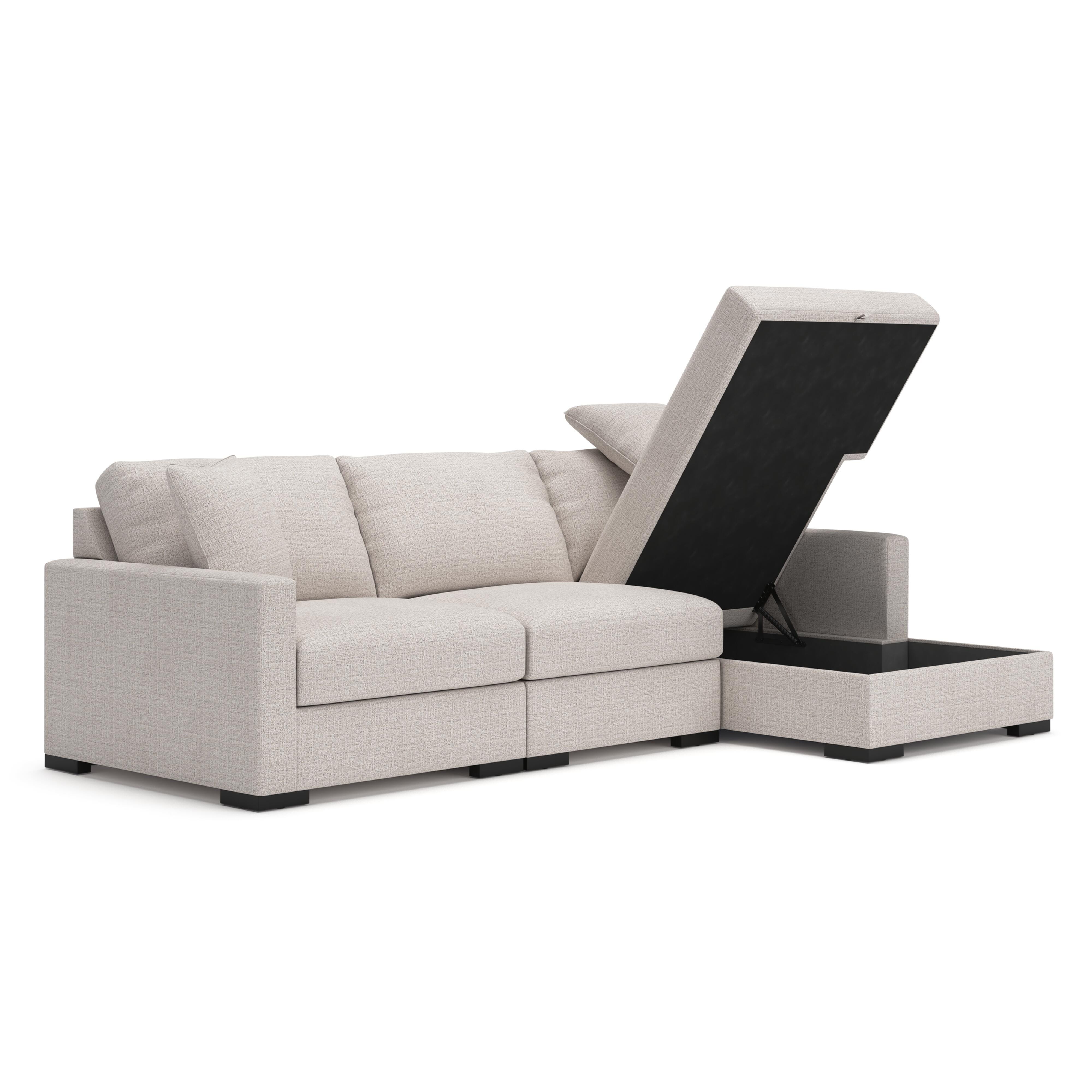 Omaha by Ashley 3-Piece Sectional Sofa Storage Chaise, Stone, rollover