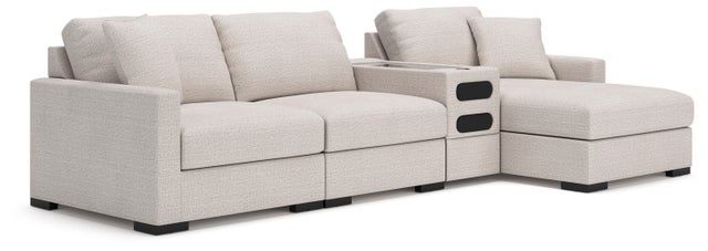 Omaha by Ashley 4-Piece Modular Next-Gen Nuvella™ Performance Fabric Sectional with Storage Chaise and Audio Console