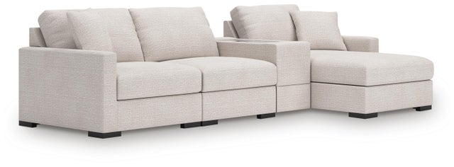 Omaha by Ashley 4-Piece Modular Next-Gen Nuvella™ Performance Fabric Sectional with Chaise and Storage Console