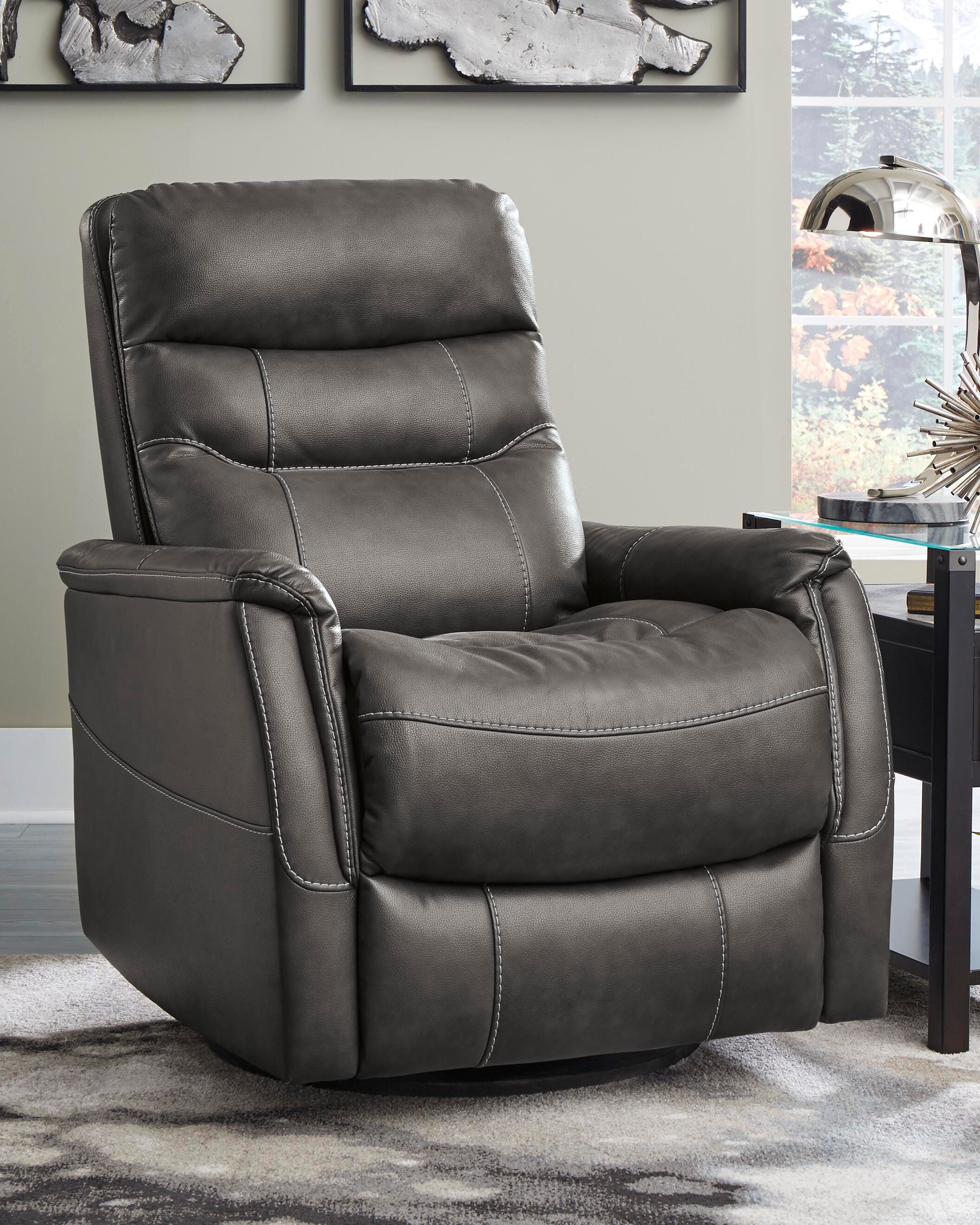 Riptyme Swivel Glider Recliner, Quarry, rollover