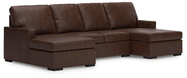 Modern Day 3-Piece Leather Sectional with Double Chaise