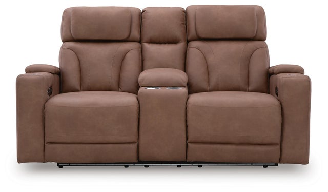 Point Clear Dual Power Reclining Loveseat with Console
