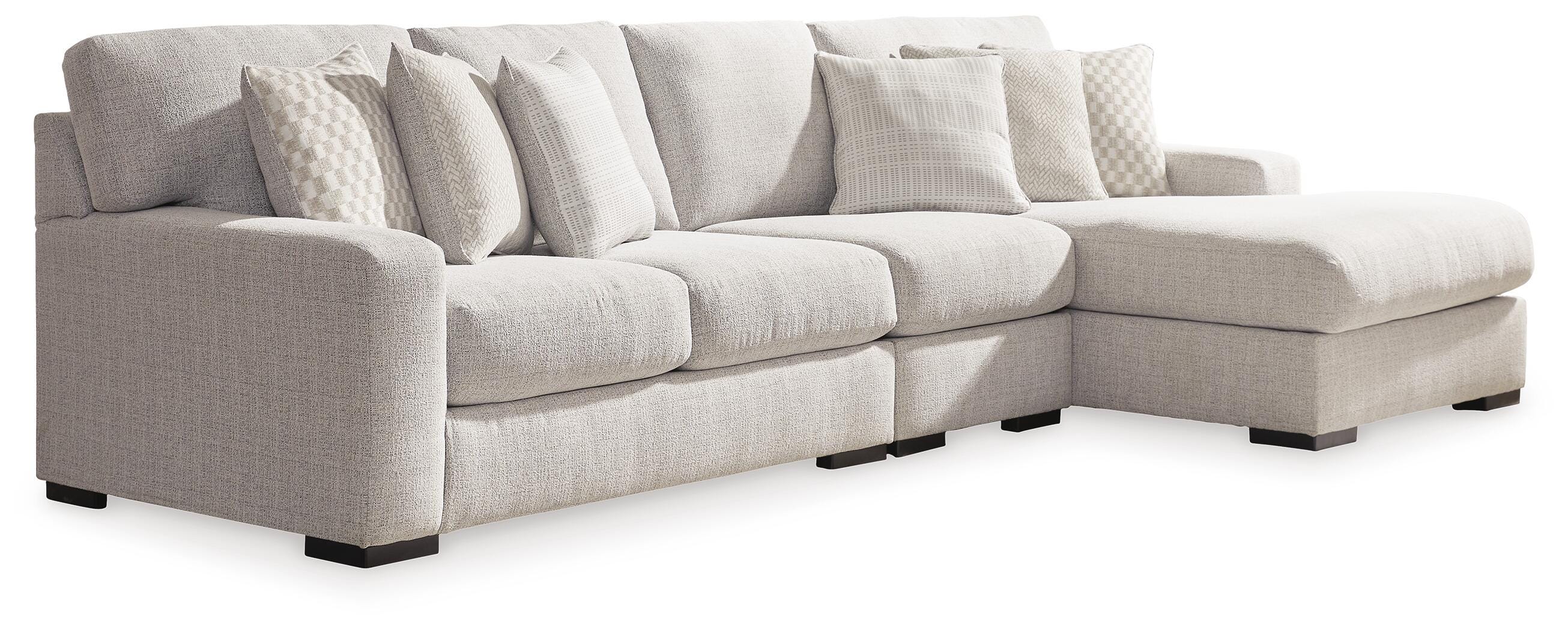 Larce 3-Piece Sectional with Chaise, Stone, large