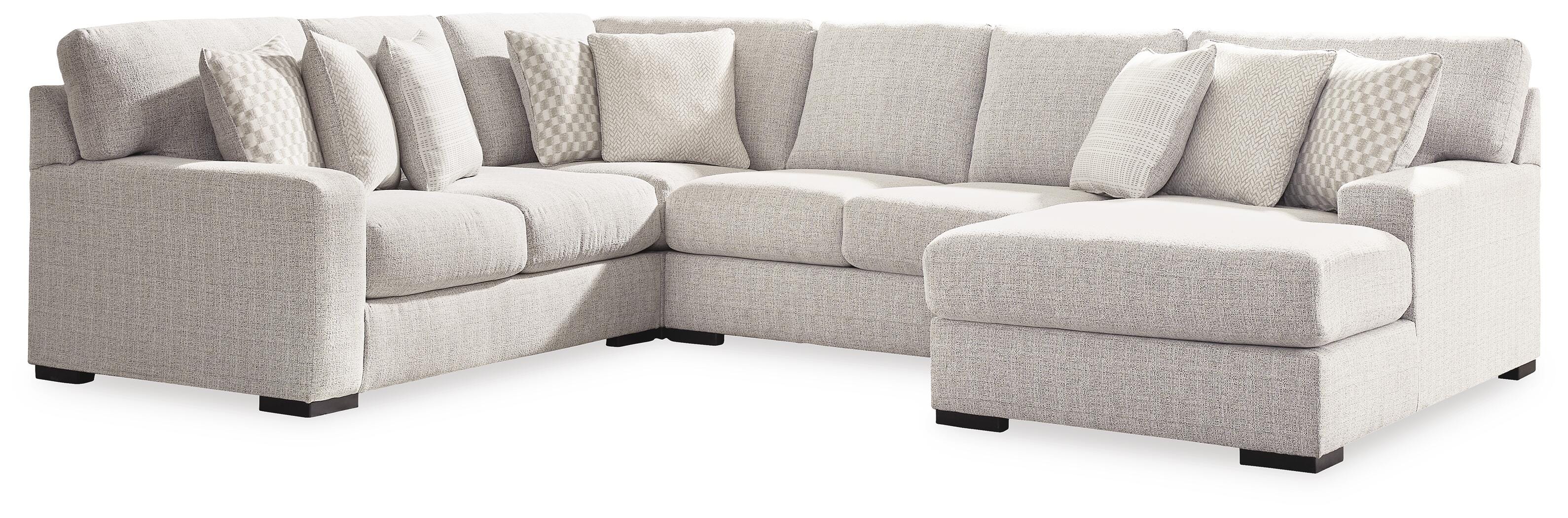 Larce 4-Piece Sectional with Chaise, Stone, large