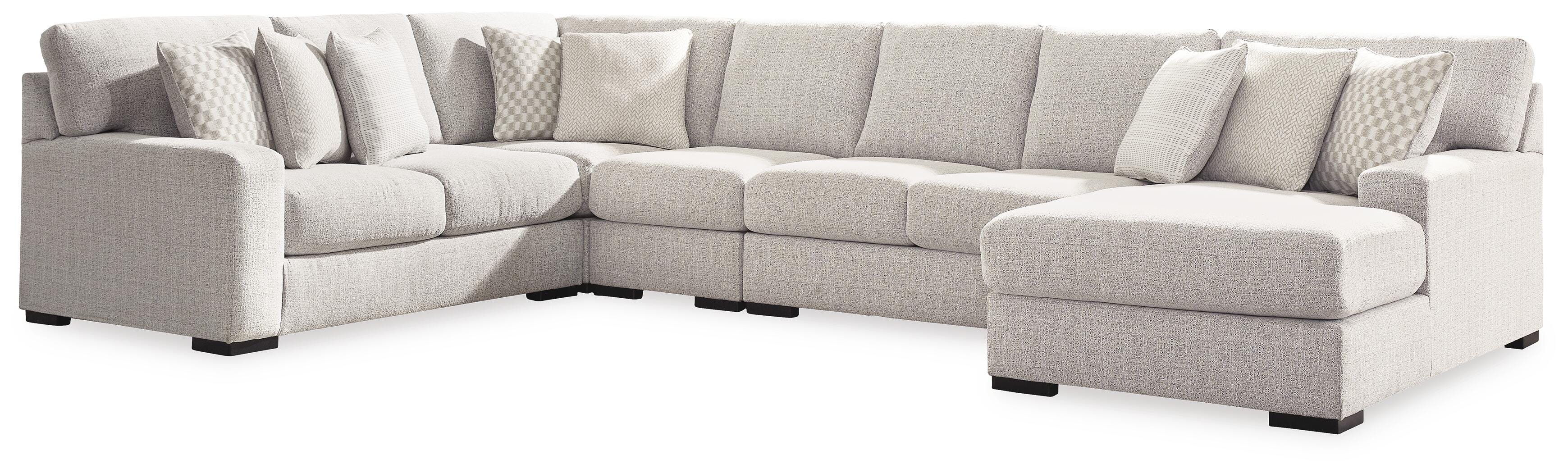 Larce 5-Piece Sectional with Chaise, Stone, large