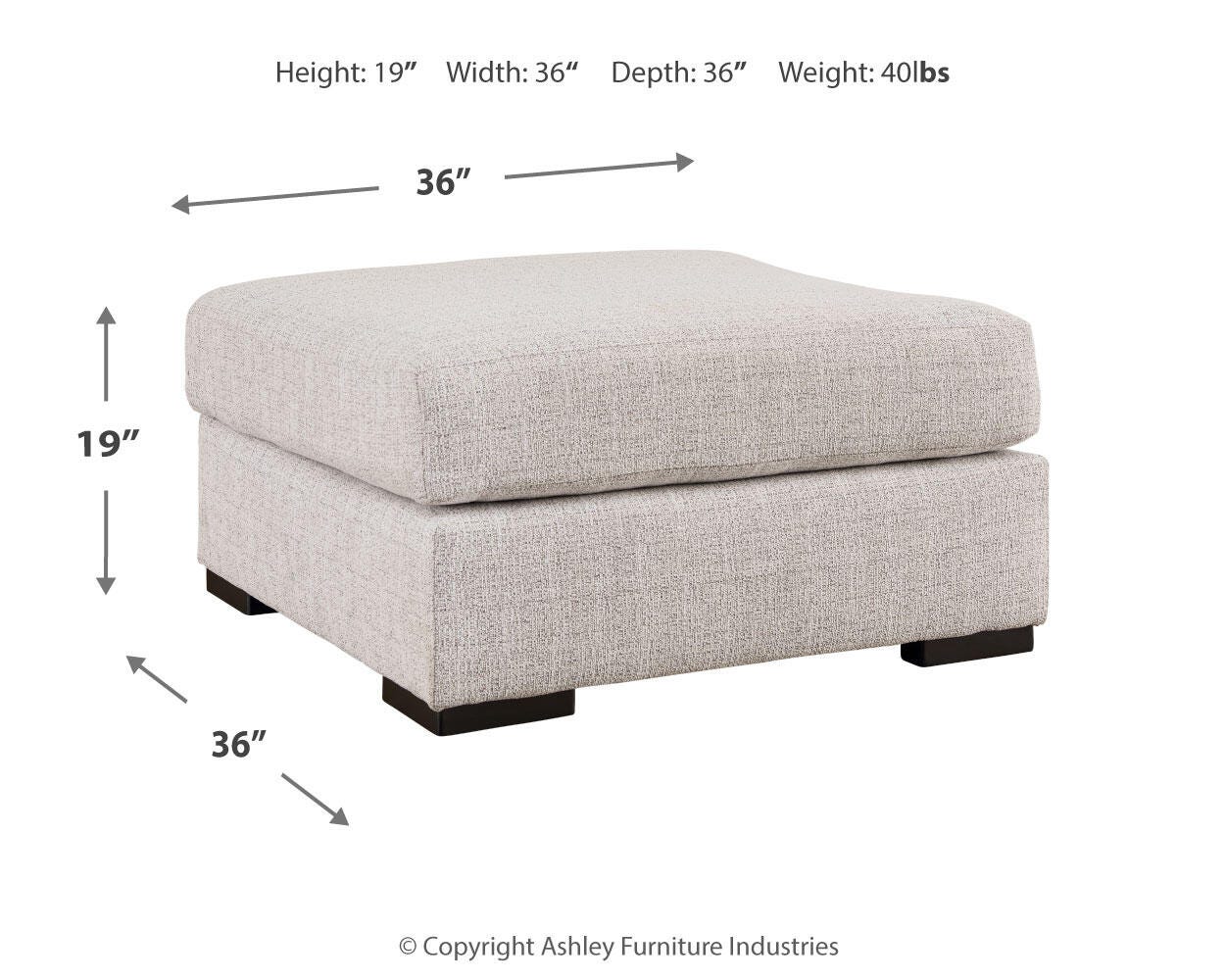 Larce 3-Piece Sectional with Ottoman, Stone, large