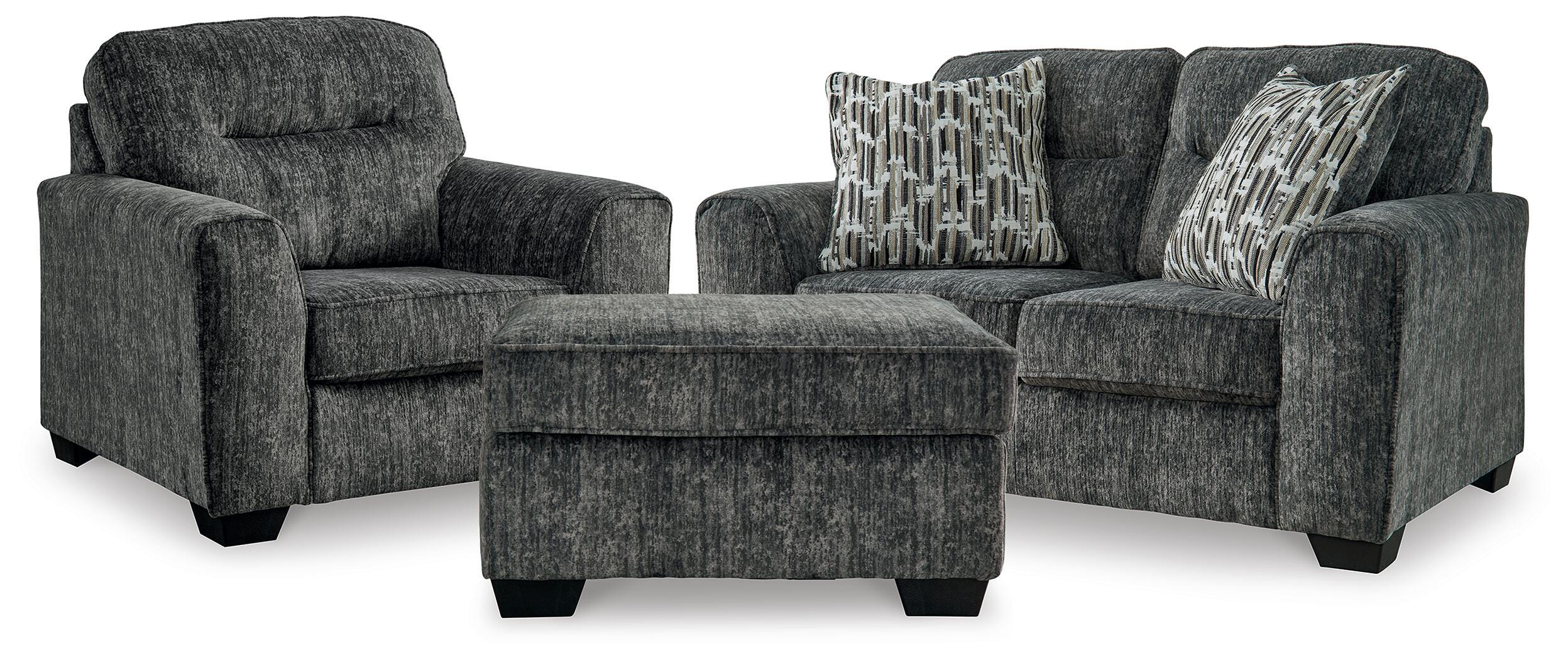 Sillón biplaza Lonoke, sillón grande y otomana - image 1