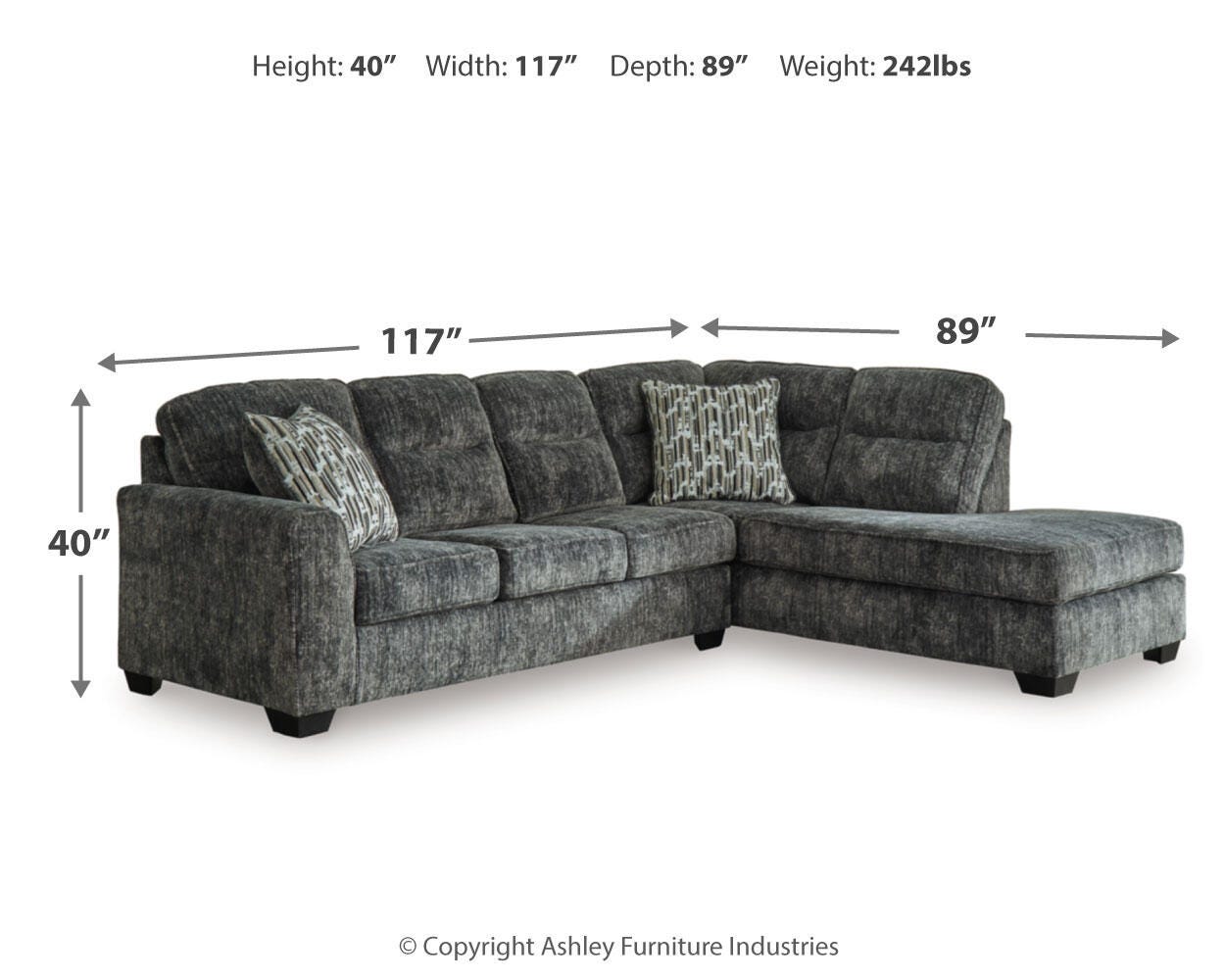 Lonoke 2-Piece Sectional with Chaise, Gunmetal, large