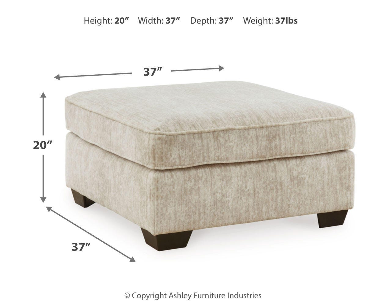 Lonoke Oversized Accent Ottoman, Parchment, large