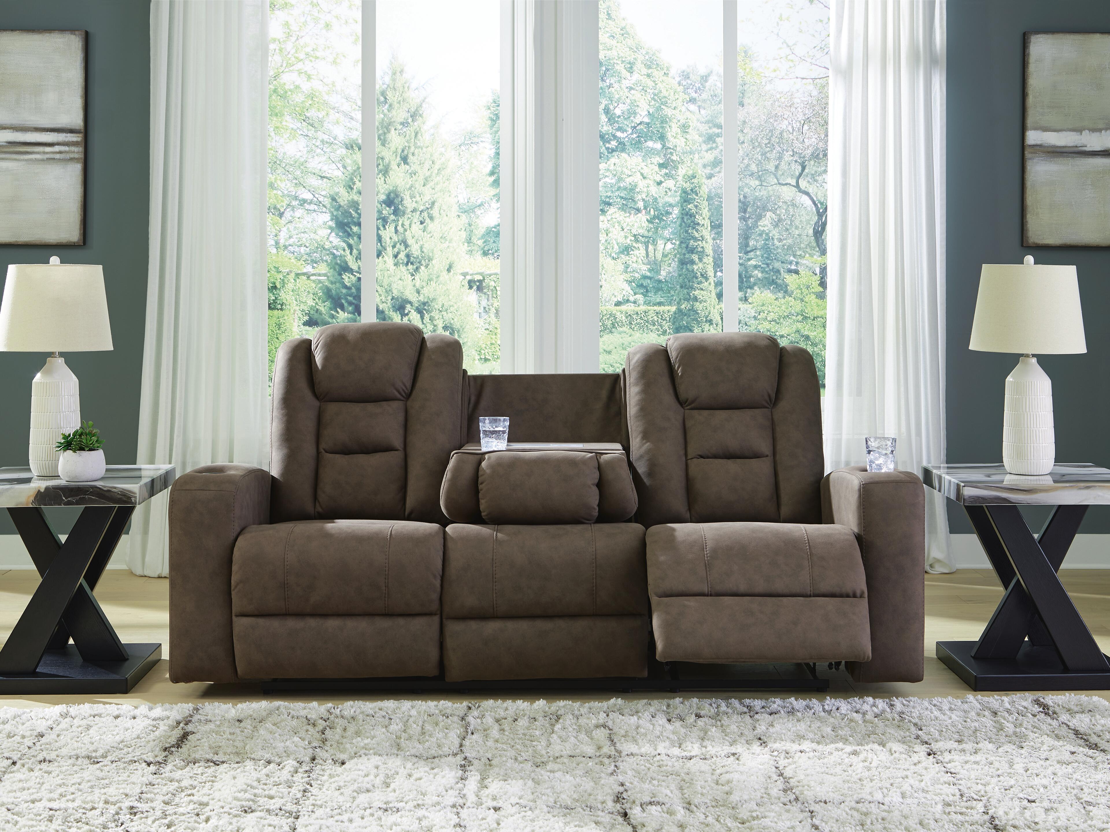 Mayhem Madness Manual Reclining Sofa with Drop Down Table | Ashley