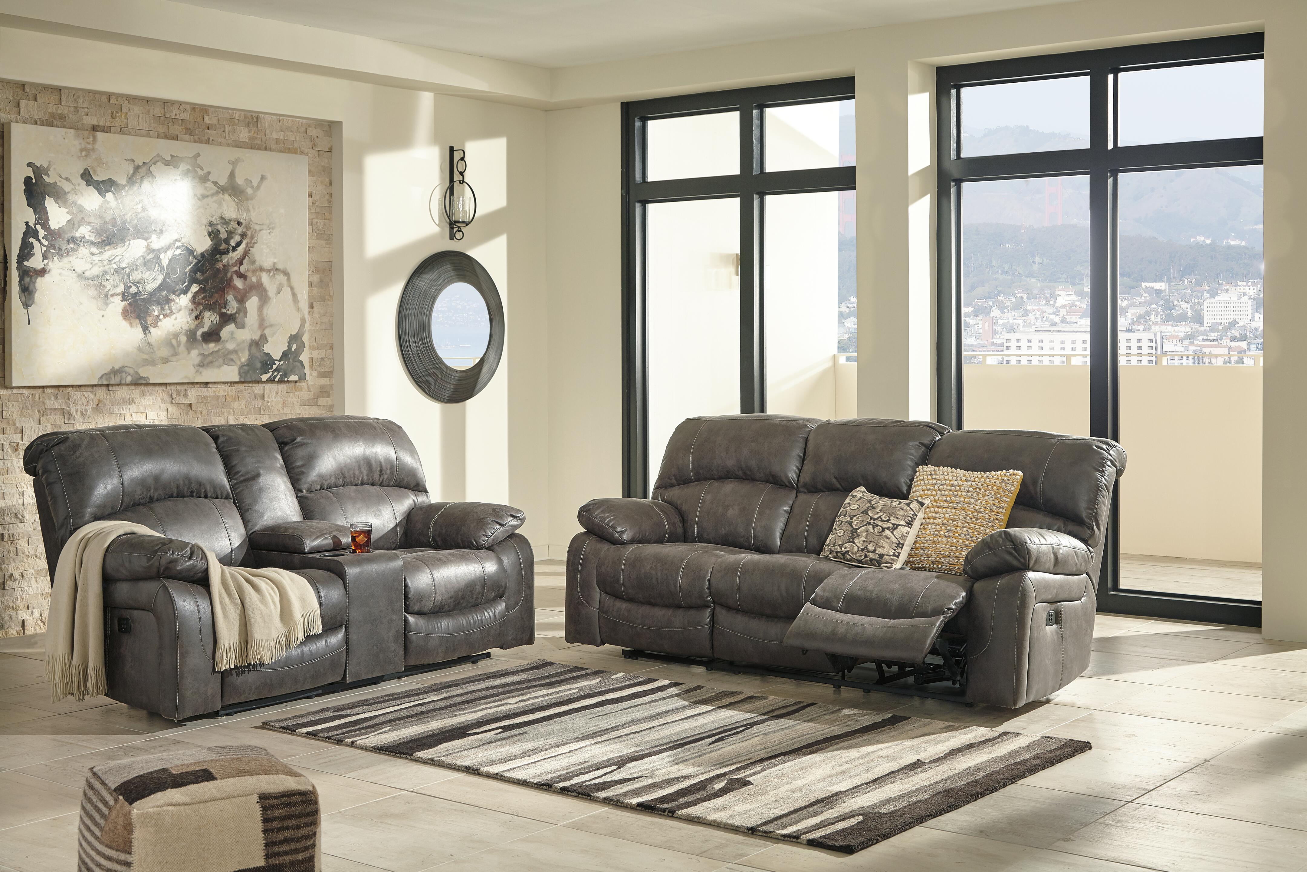 Dunwell Dual Power Reclining Loveseat with Console | Ashley Dunwell Dual Power Reclining Loveseat with Console | Ashley