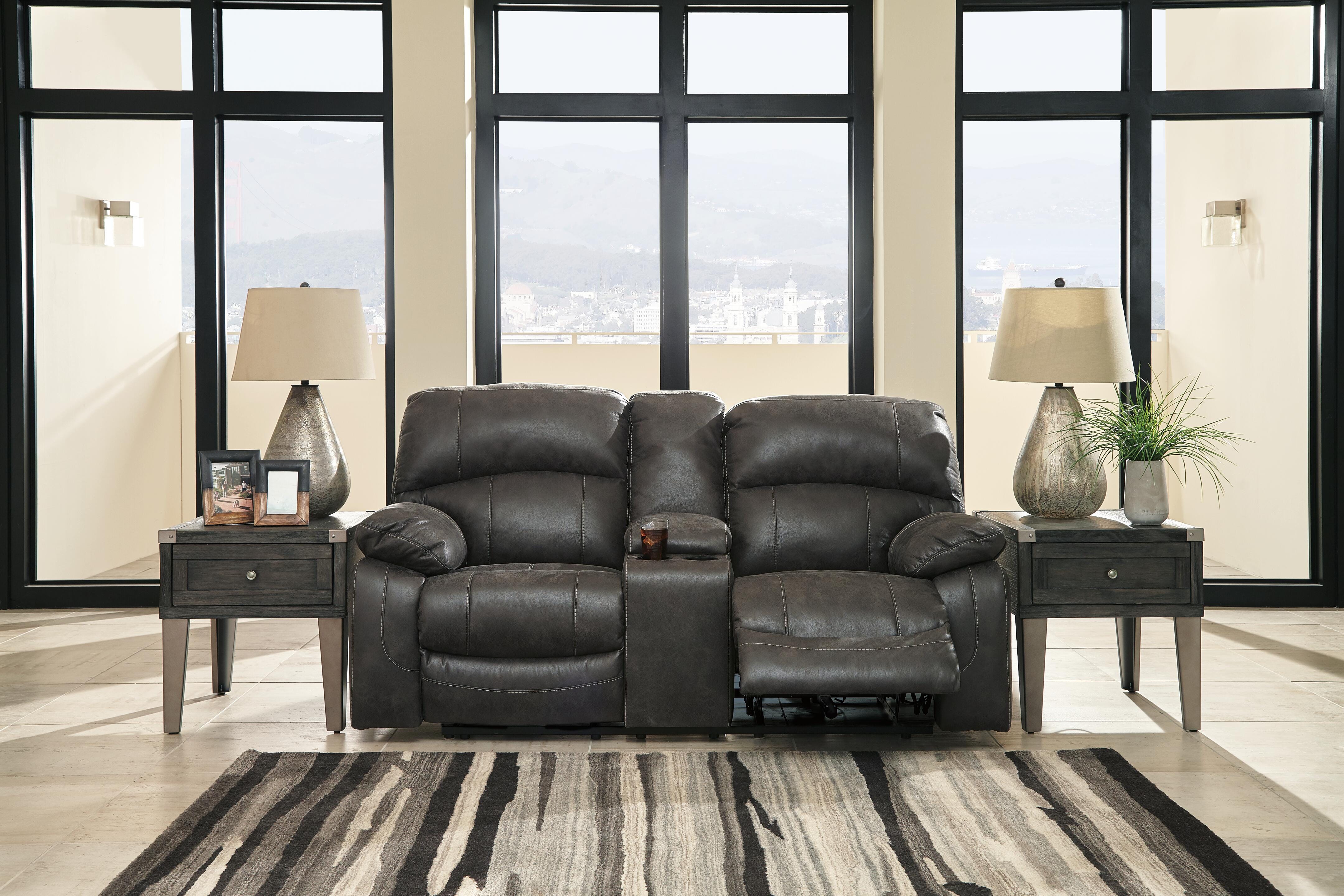 Dunwell Power Reclining Loveseat with Console, Steel, large