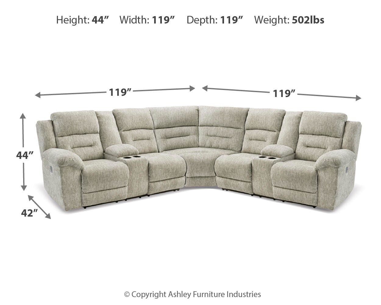 Family Den 3-Piece Power Reclining Sectional, , large