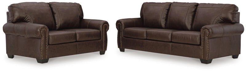 Colleton Leather Sofa and Loveseat, Dark Brown