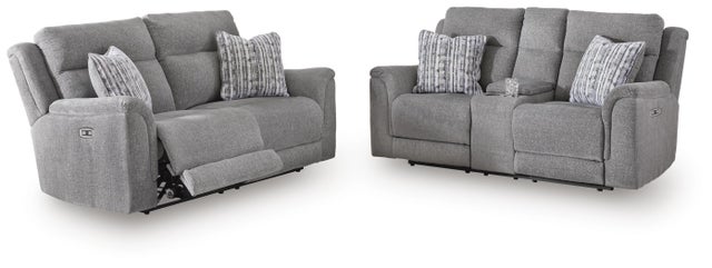 Overflow Next-Gen Nuvella™ Performance Fabric Dual Power Reclining Sofa and Loveseat