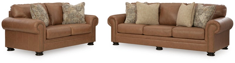 Carianna Leather Sofa and Loveseat, Caramel