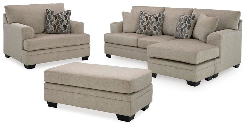Stonemeade Sofa Chaise, Chair, and Ottoman, Taupe