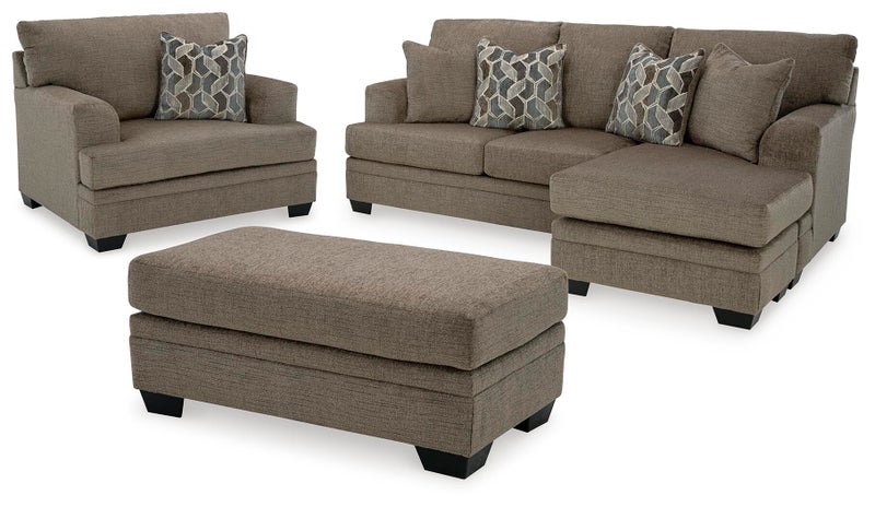 Stonemeade Sofa Chaise, Chair, and Ottoman, Nutmeg