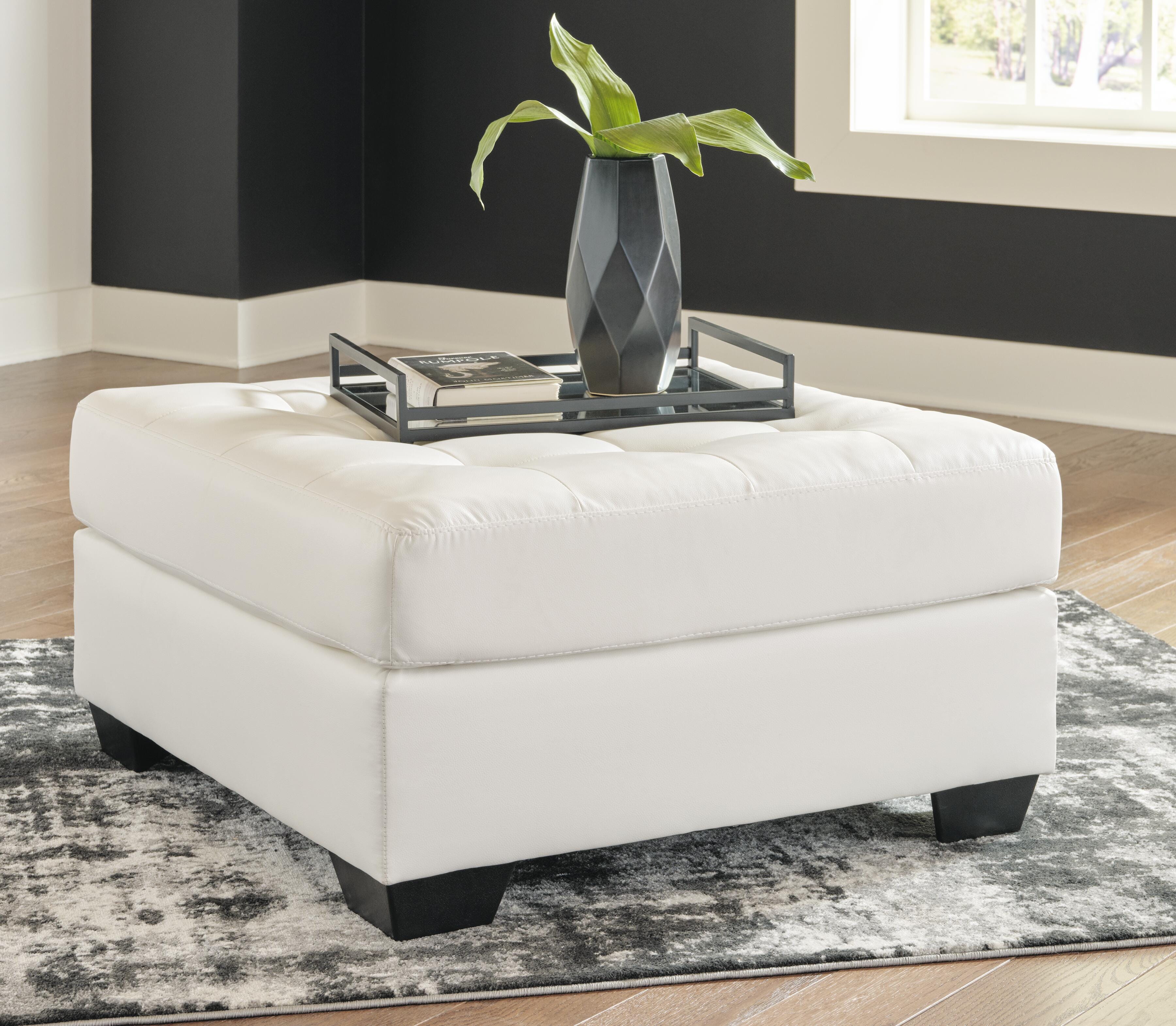 Donlen Oversized Accent Ottoman, White, large
