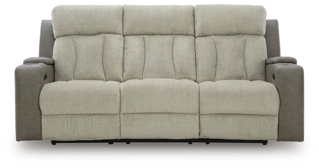 Stately Check Dual Power Reclining Sofa