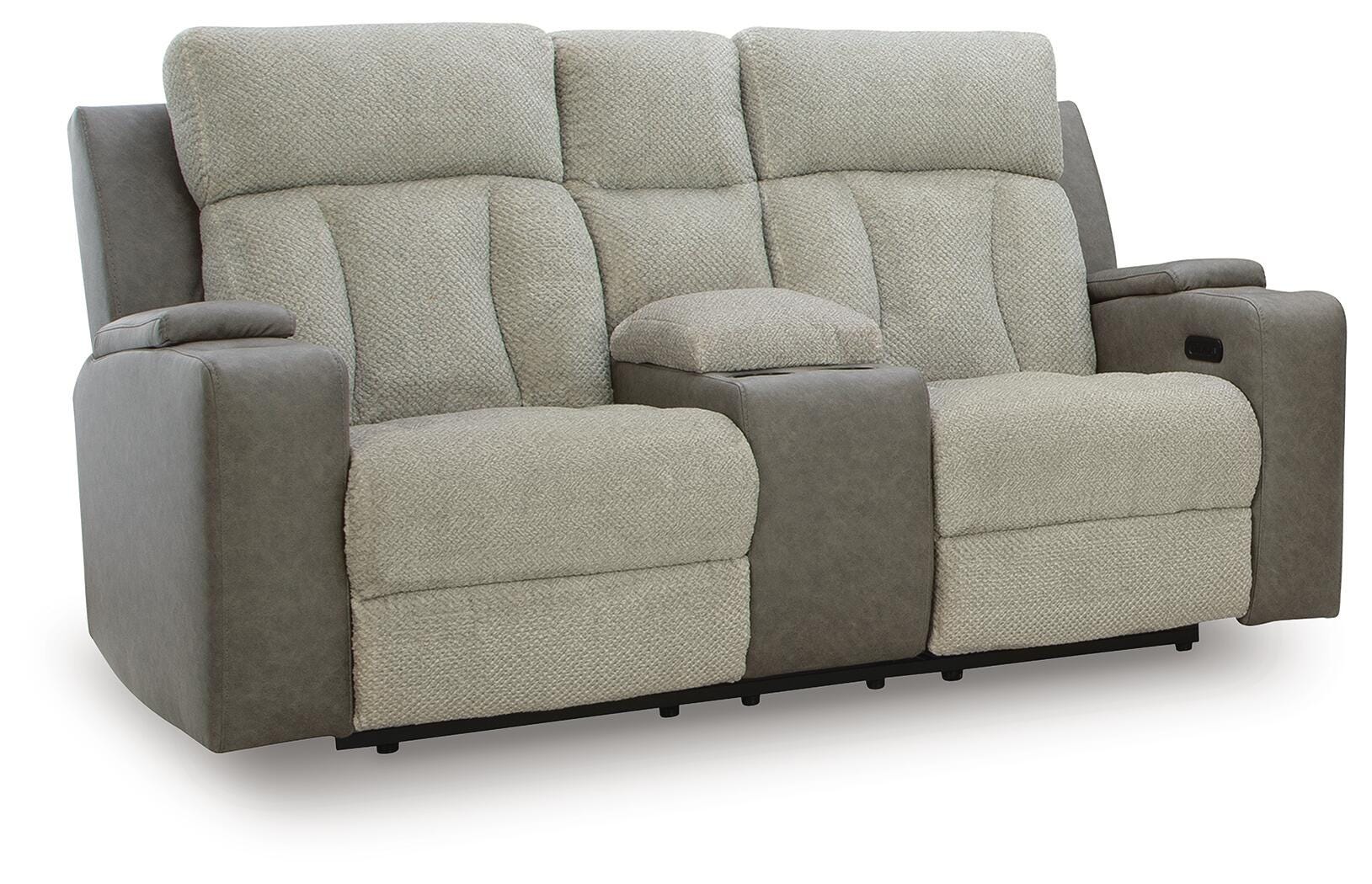 Stately Check Power Reclining Loveseat with Console - image 2