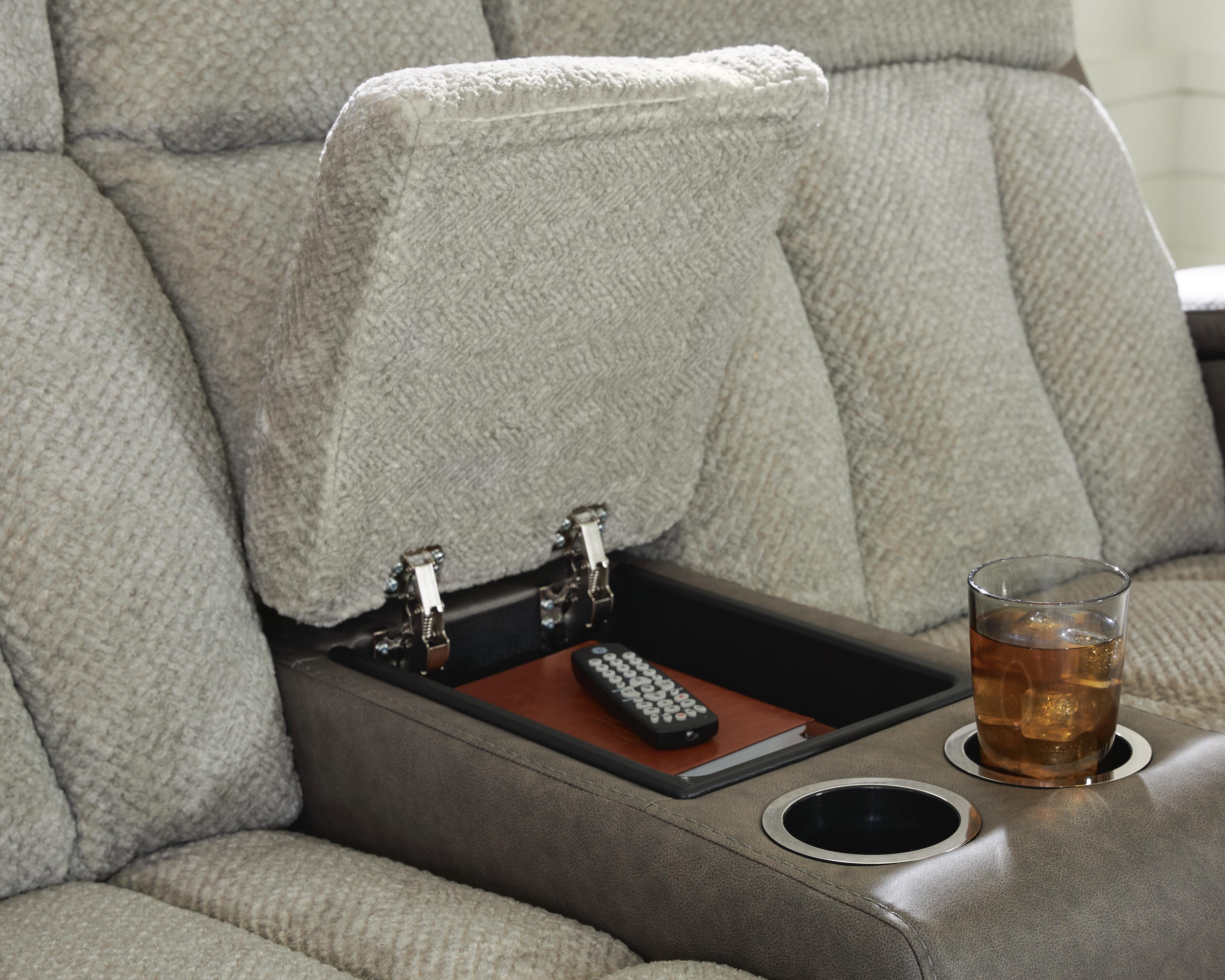 Stately Check Power Reclining Loveseat with Console - image 6