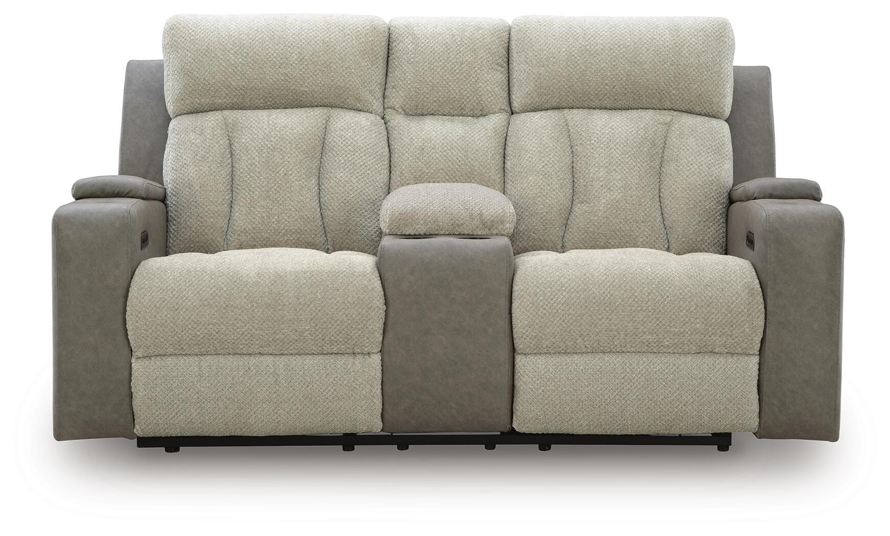 Stately Check Power Reclining Loveseat with Console, , large