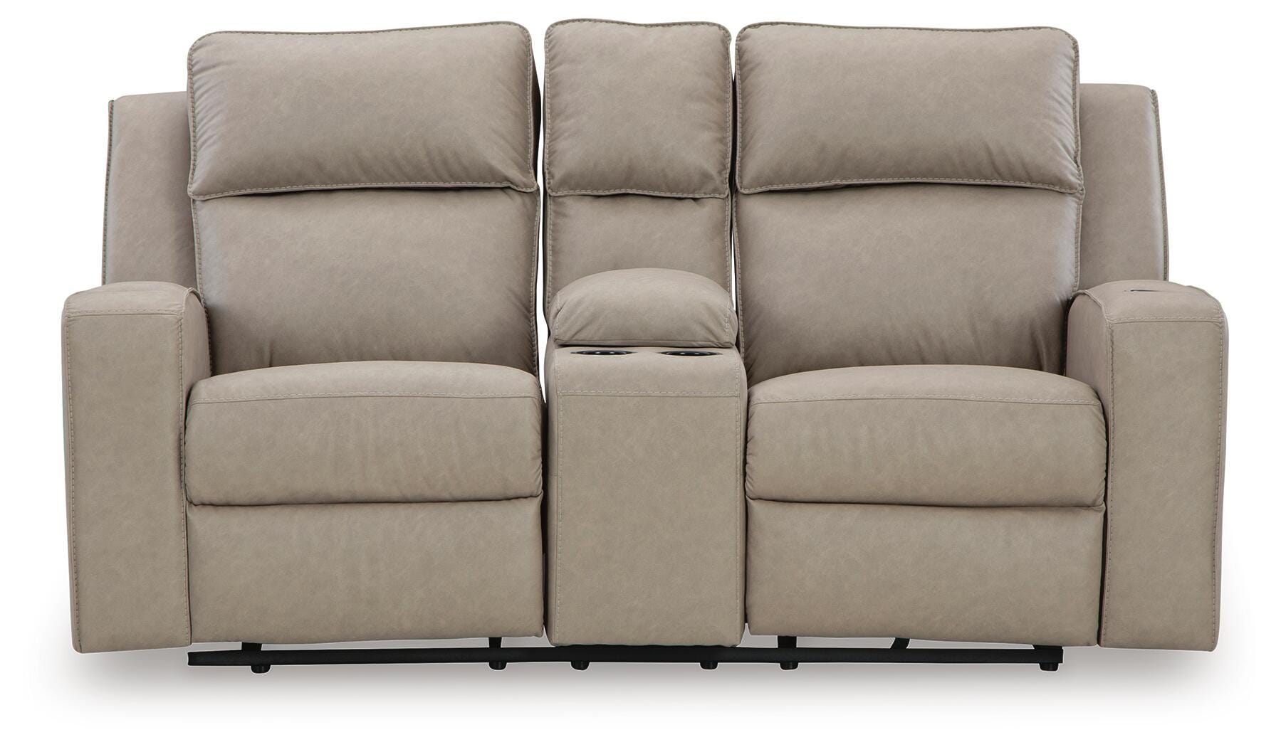 Lavenhorne Reclining Loveseat with Console, Pebble, large