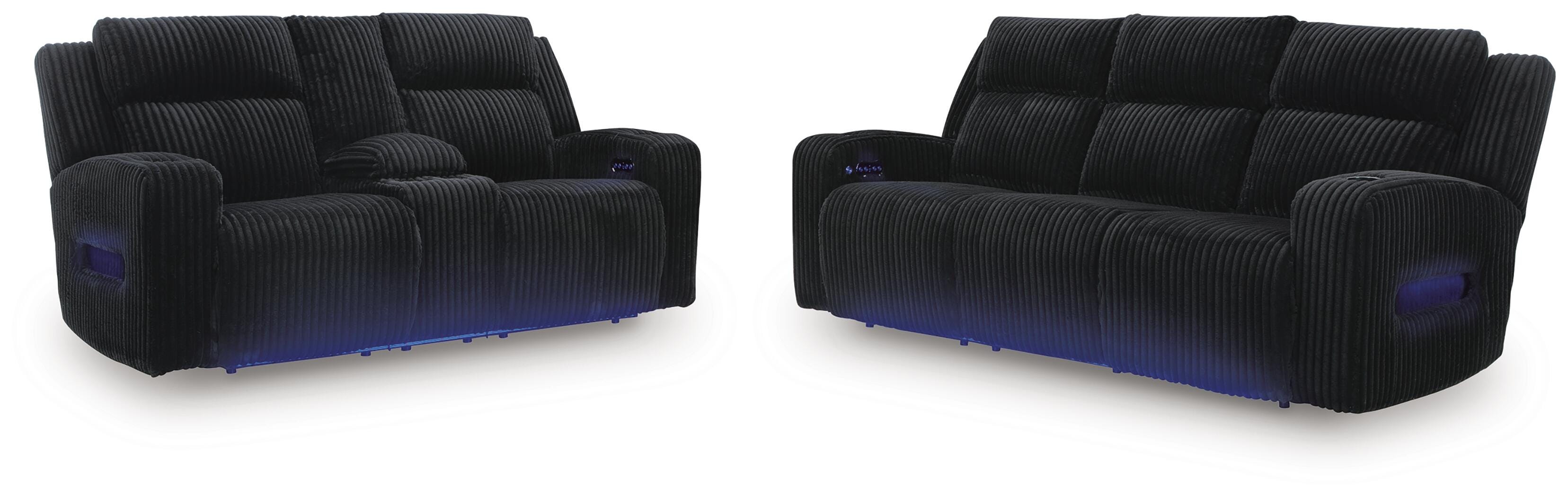 TwinBrooke Sofa and Loveseat, Black, large