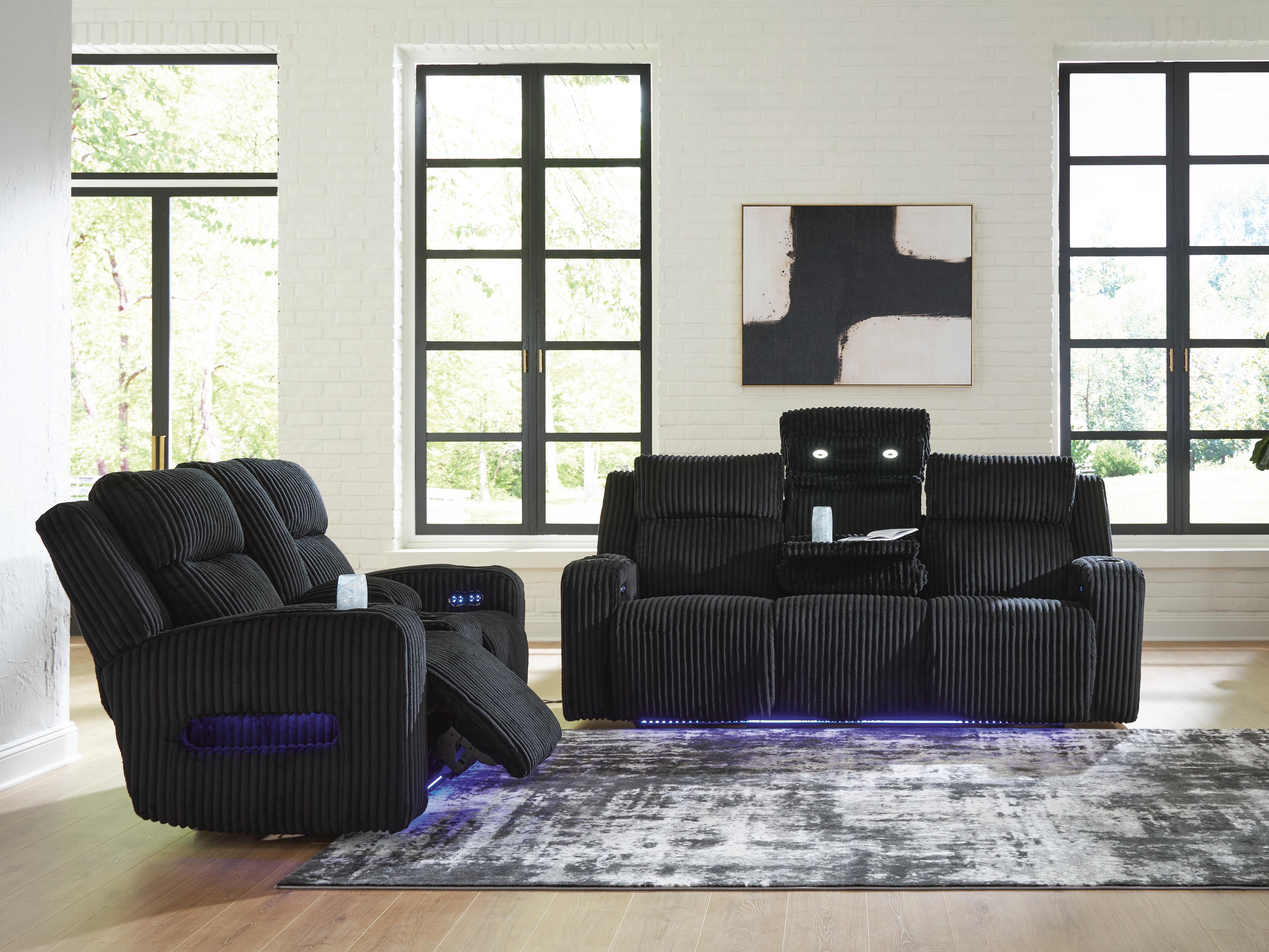 TwinBrooke Sofa and Loveseat, Black, large